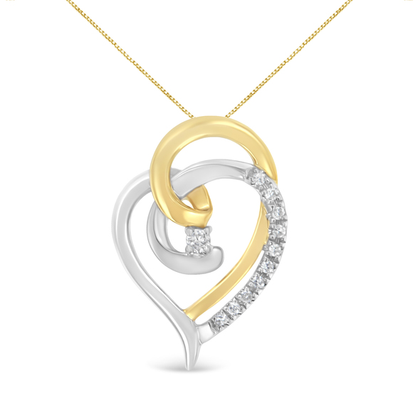 10K Yellow & White Gold Diamond Accent Double Heart Spiral...